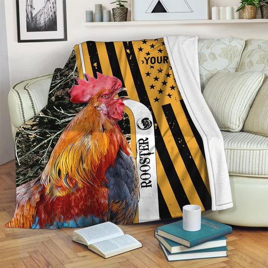 Custom Name Rooster Chickens 3D Printed Blanket, Farm Blanket, Farm Animal Blanket