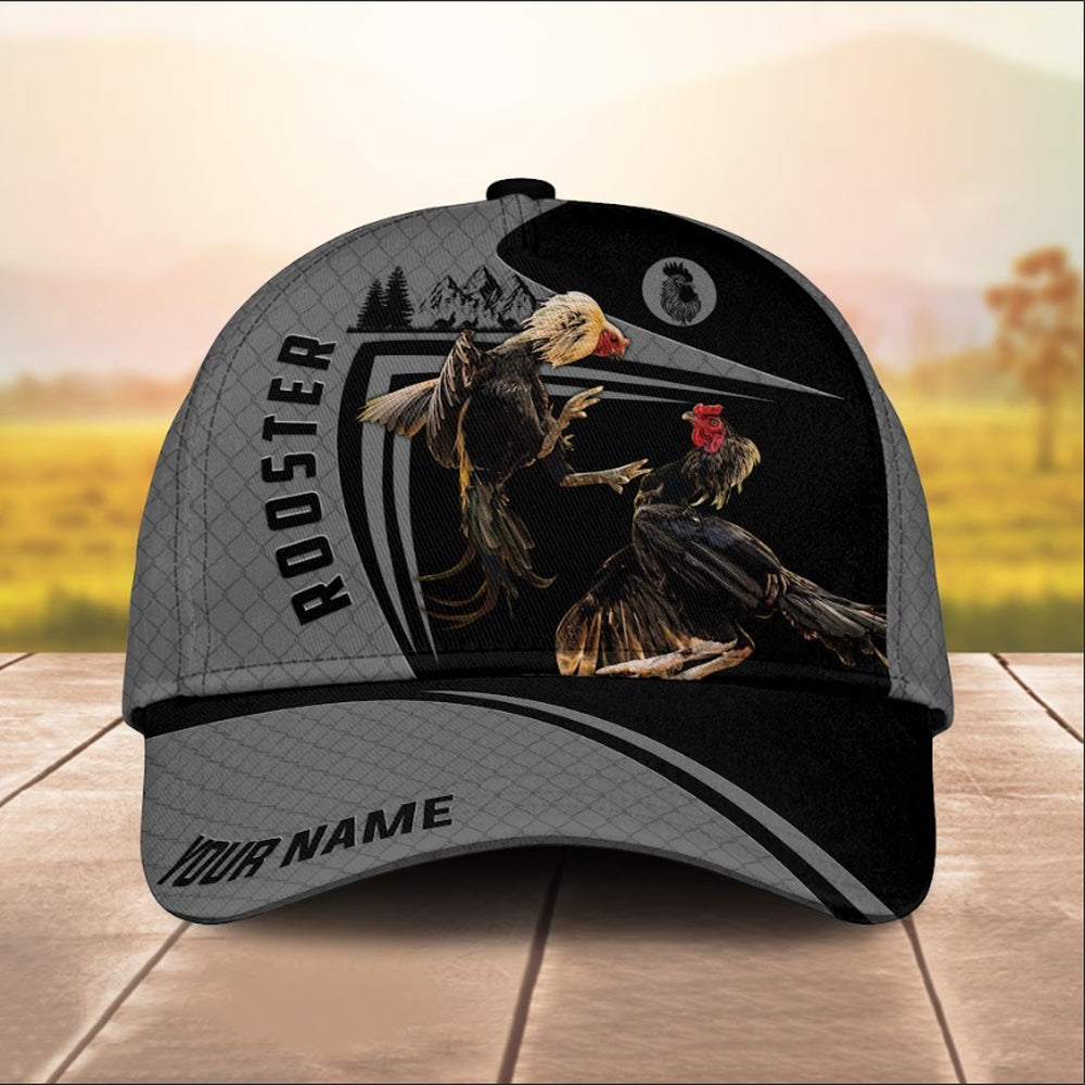 Custom Name Rooster Lovers 3D Printed Cap, Farmer Cap, Vintage Farmer Hat, Mens Farmer Hats, Cap For Farmers