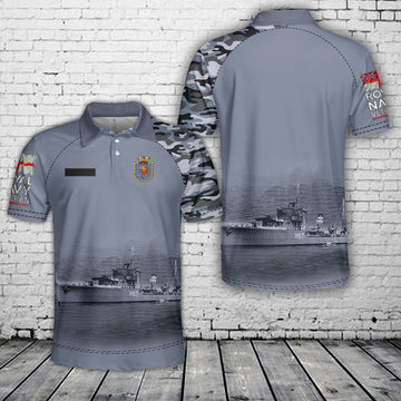 Custom Name Royal Navy HMS Fearless (H67) F-class destroyer Polo Shirt, Veteran Polo Shirt