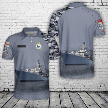 Custom Name Royal Navy HMS Northumberland (F238) Type 23 Duke-class frigate Polo Shirt, Veteran Polo Shirt