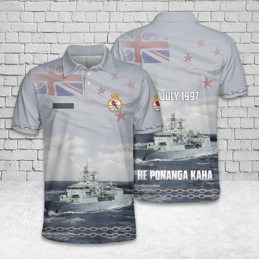 Custom Name Royal New Zealand Navy HMNZS Te Kaha (F77) Anzac-class frigates Polo Shirt, Veteran Polo Shirt