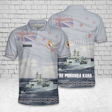 Custom Name Royal New Zealand Navy HMNZS Te Kaha (F77) Anzac-class frigates Polo Shirt, Veteran Polo Shirt