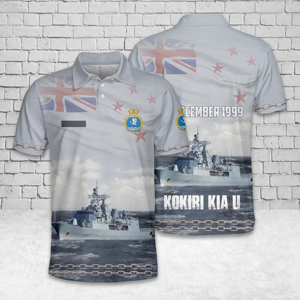 Custom Name Royal New Zealand Navy HMNZS Te Mana (F111) Anzac-class frigates Polo Shirt, Veteran Polo Shirt