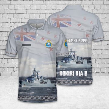 Custom Name Royal New Zealand Navy HMNZS Te Mana (F111) Anzac-class frigates Polo Shirt, Veteran Polo Shirt