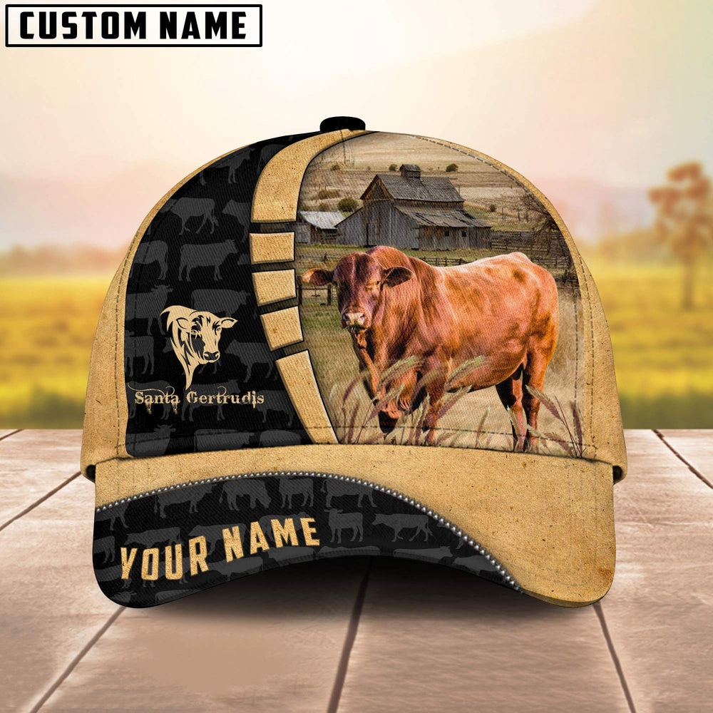 Custom Name Santa Gertrudis Cattle 3D Cap, Farmer Cap, Vintage Farmer Hat, Mens Farmer Hats, Cap For Farmers