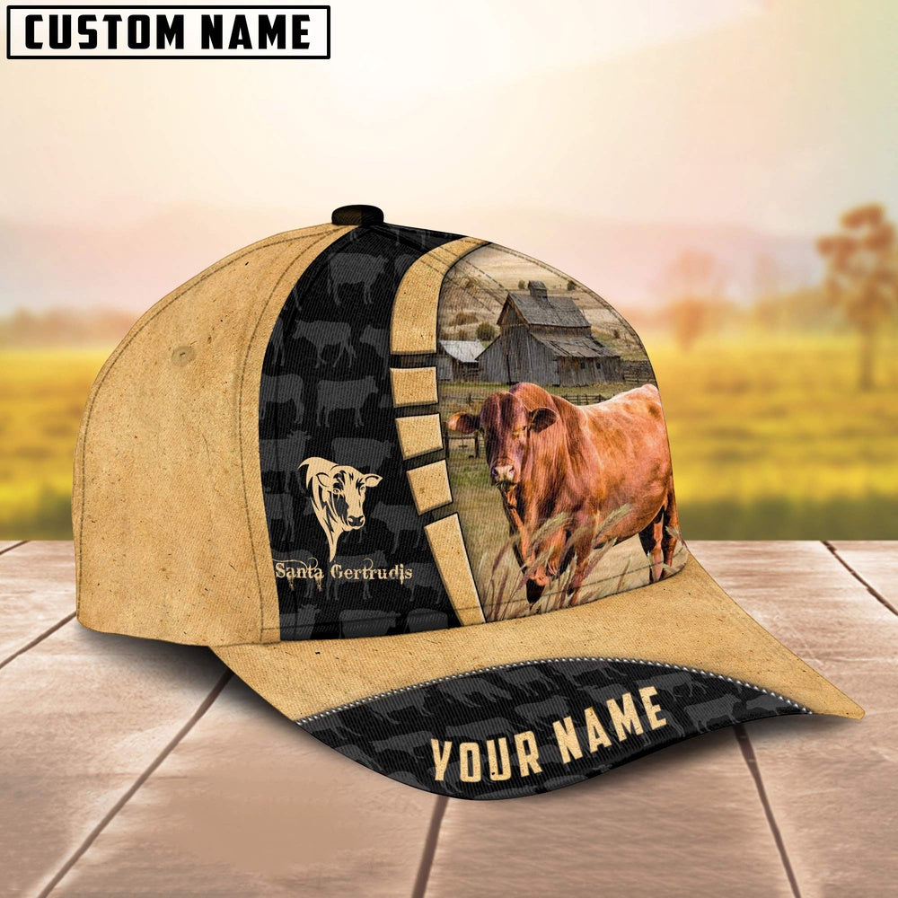 Custom Name Santa Gertrudis Cattle 3D Cap, Farmer Cap, Vintage Farmer Hat, Mens Farmer Hats, Cap For Farmers