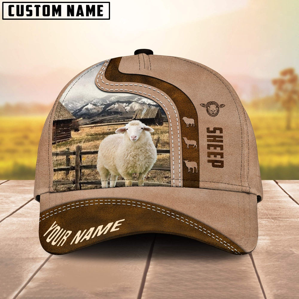 Custom Name Sheep Cattle Light Brown Cap, Farmer Cap, Vintage Farmer Hat, Mens Farmer Hats, Cap For Farmers