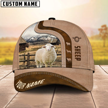 Custom Name Sheep Cattle Light Brown Cap, Farmer Cap, Vintage Farmer Hat, Mens Farmer Hats, Cap For Farmers