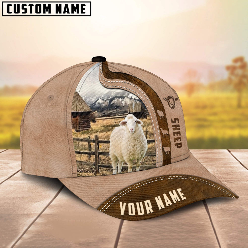 Custom Name Sheep Cattle Light Brown Cap, Farmer Cap, Vintage Farmer Hat, Mens Farmer Hats, Cap For Farmers