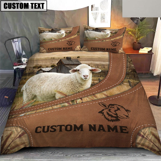 Custom Name Sheep On Farm Bedding Set, Farm Bedding Set, Farmhouse Bedding Set