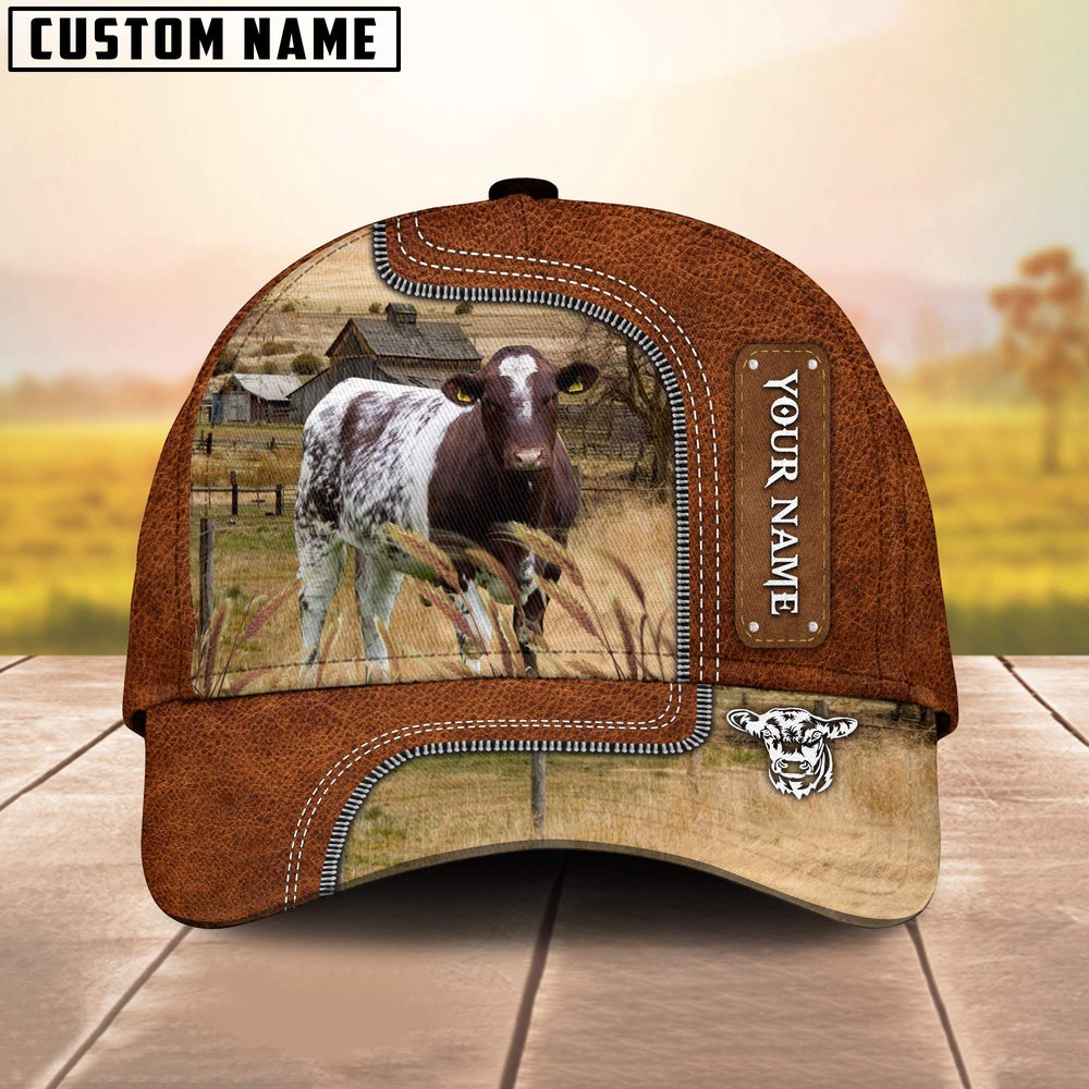 Custom Name Shorthorn Cattle Cap On The Meadow, Farmer Cap, Vintage Farmer Hat, Mens Farmer Hats, Cap For Farmers
