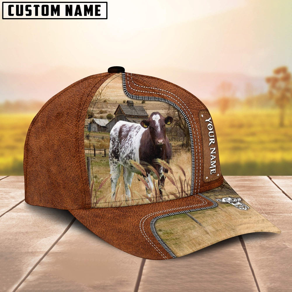 Custom Name Shorthorn Cattle Cap On The Meadow, Farmer Cap, Vintage Farmer Hat, Mens Farmer Hats, Cap For Farmers