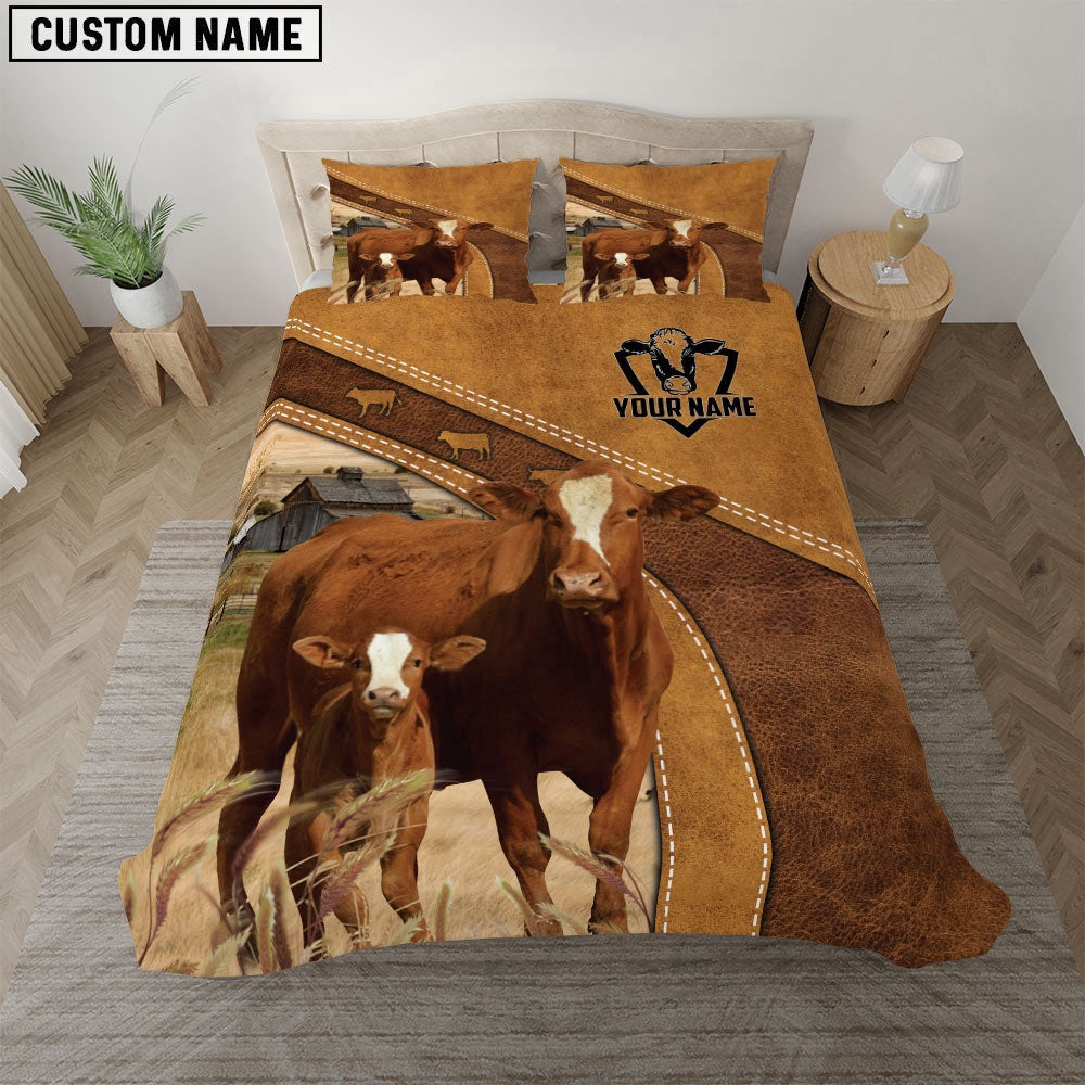 Custom Name Simbrah Cattle Bedding Set, Farm Bedding Set, Farmhouse Bedding Set
