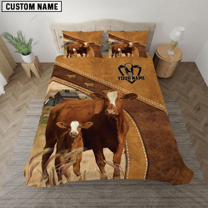 Custom Name Simbrah Cattle Bedding Set, Farm Bedding Set, Farmhouse Bedding Set