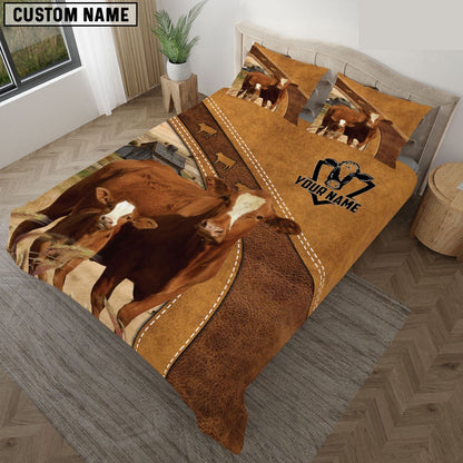 Custom Name Simbrah Cattle Bedding Set, Farm Bedding Set, Farmhouse Bedding Set
