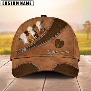 Custom Name Simmental Brown Happiness Cap, Farmer Cap, Vintage Farmer Hat, Mens Farmer Hats, Cap For Farmers