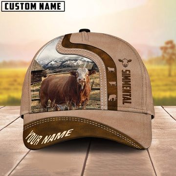 Custom Name Simmental Light Brown Cap, Farmer Cap, Vintage Farmer Hat, Mens Farmer Hats, Cap For Farmers