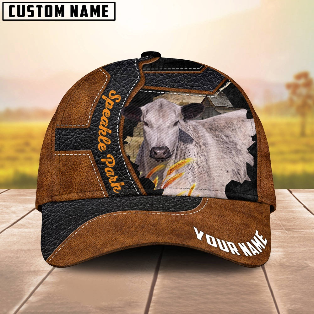 Custom Name Speakle Park Brown Leather Pattern 3D Cap, Farmer Cap, Vintage Farmer Hat, Mens Farmer Hats, Cap For Farmers
