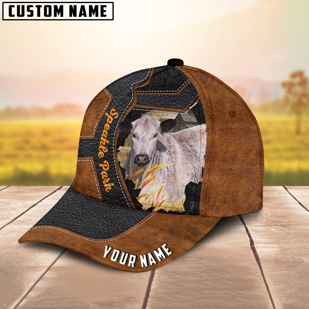 Custom Name Speakle Park Brown Leather Pattern 3D Cap, Farmer Cap, Vintage Farmer Hat, Mens Farmer Hats, Cap For Farmers