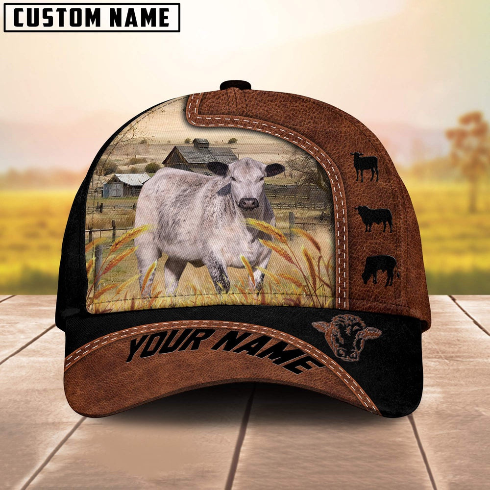 Custom Name Speckle Park Brown Black Leather Pattern Cap, Farmer Cap, Vintage Farmer Hat, Mens Farmer Hats, Cap For Farmers