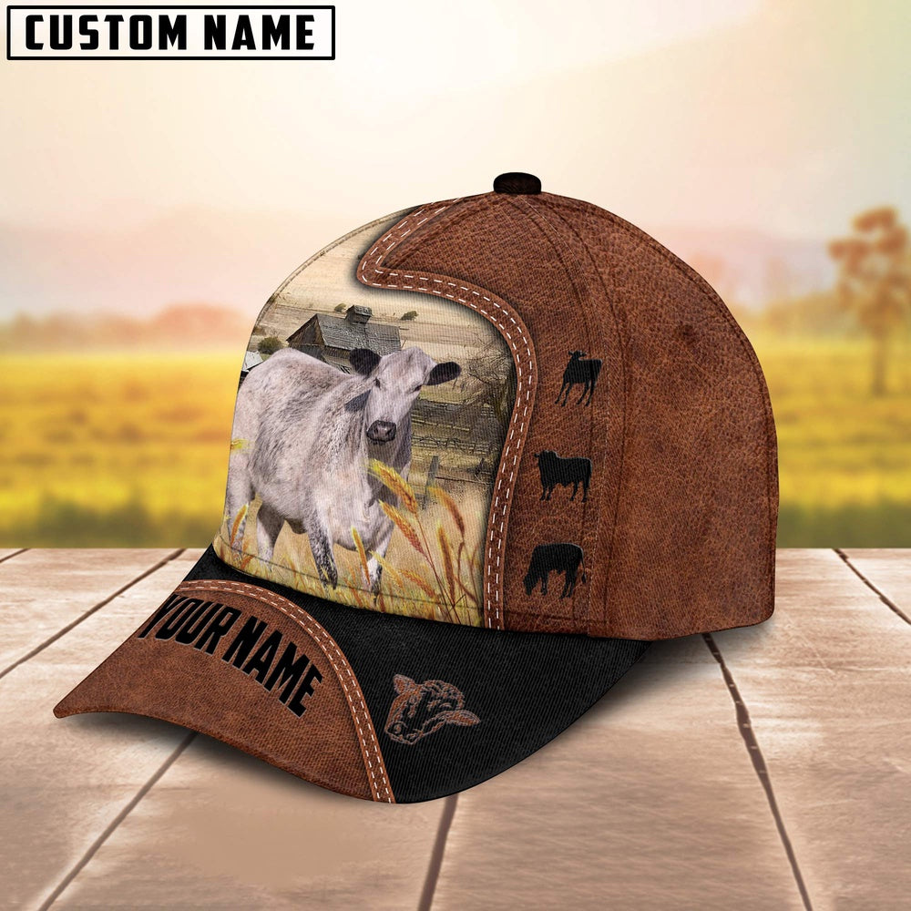Custom Name Speckle Park Brown Black Leather Pattern Cap, Farmer Cap, Vintage Farmer Hat, Mens Farmer Hats, Cap For Farmers
