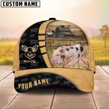 Custom Name Spot Pig Cattle 3D Cap, Farmer Cap, Vintage Farmer Hat, Mens Farmer Hats, Cap For Farmers