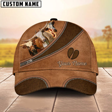 Custom Name Texas Longhorn Brown Happiness Cap, Farmer Cap, Vintage Farmer Hat, Mens Farmer Hats, Cap For Farmers