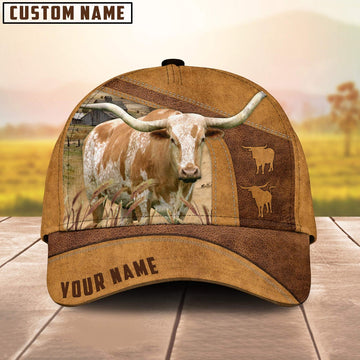 Custom Name Texas Longhorn Cattle Cap, Farmer Cap, Vintage Farmer Hat, Mens Farmer Hats, Cap For Farmers