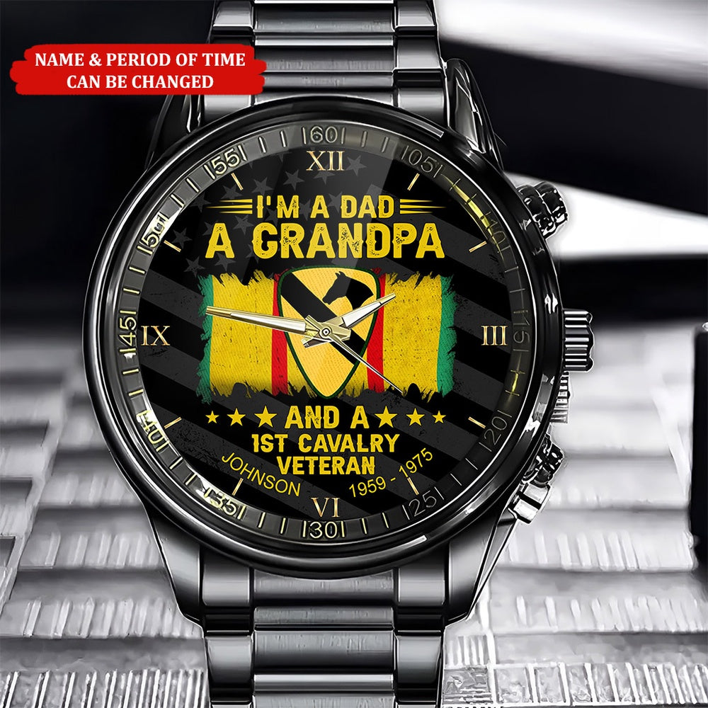 Custom Name Time 1st Cavalry Vietnam Veteran Business Watch, Military Watch, Military Watches For Men, Fathers Watches