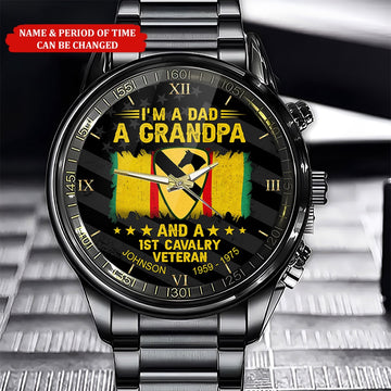Custom Name Time 1st Cavalry Vietnam Veteran Business Watch, Military Watch, Military Watches For Men, Fathers Watches