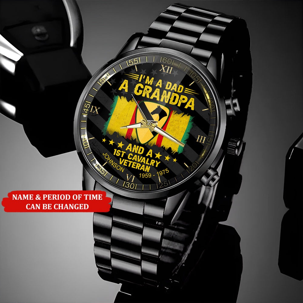 Custom Name Time 1st Cavalry Vietnam Veteran Business Watch, Military Watch, Military Watches For Men, Fathers Watches