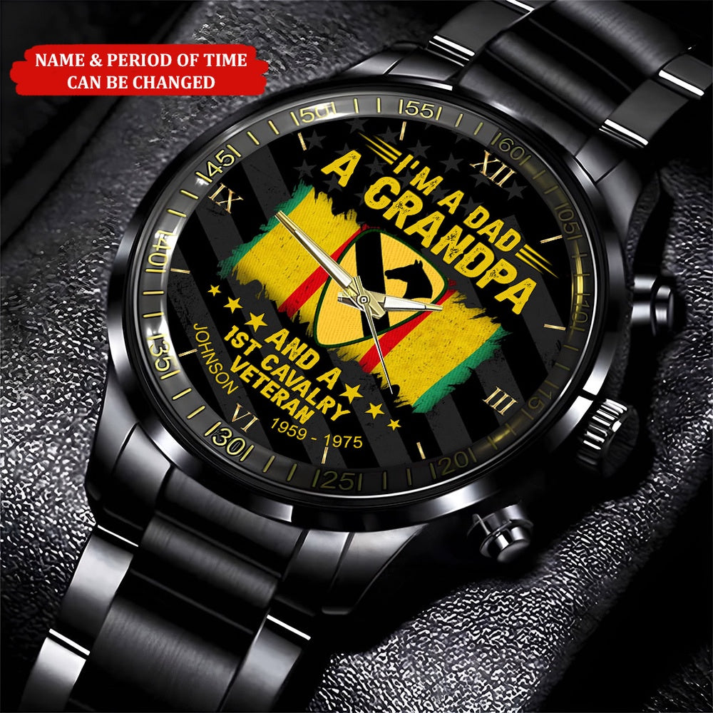 Custom Name Time 1st Cavalry Vietnam Veteran Business Watch, Military Watch, Military Watches For Men, Fathers Watches
