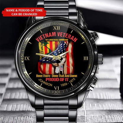 Custom Name Time 1st Logistical Command Vietnam Veteran Business Watch, Military Watch, Military Watches For Men, Fathers Watches