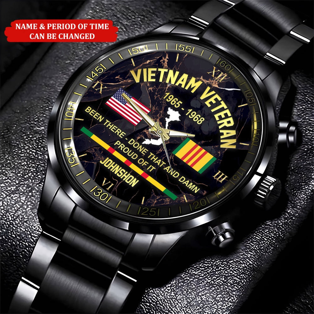 Custom Name Time Done That And Damn Proud Of It Vietnam Veteran Watch, Military Watch, Military Watches For Men, Fathers Watches