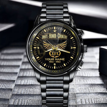 Custom Name Time Duty Honor Country Vietnam Veteran Business Watch, Military Watch, Military Watches For Men, Fathers Watches