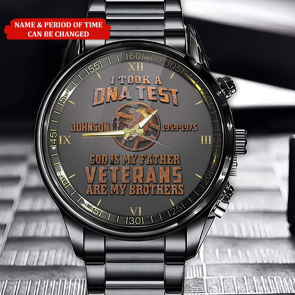 Custom Name Time I Took A DNA Test Veteran Business Watch, Military Watch, Military Watches For Men, Fathers Watches