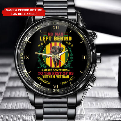 Custom Name Time No Man Left Behind Vietnam Veteran Business Watch, Military Watch, Military Watches For Men, Fathers Watches