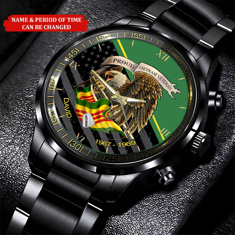 Custom Name Time Pround Vietnam Veteran Watch, Military Watch, Military Watches For Men, Fathers Watches