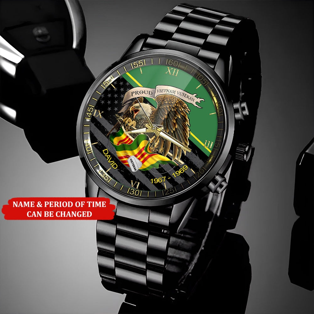 Custom Name Time Pround Vietnam Veteran Watch, Military Watch, Military Watches For Men, Fathers Watches