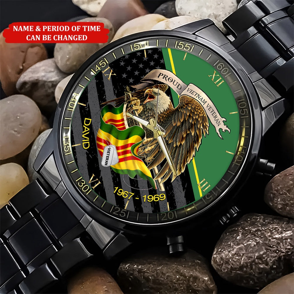 Custom Name Time Pround Vietnam Veteran Watch, Military Watch, Military Watches For Men, Fathers Watches