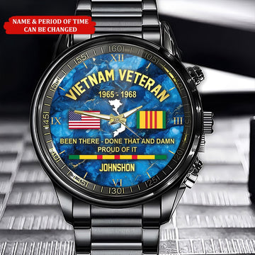 Custom Name Time Us Navy Vietnam Veteran Watch, Military Watch, Military Watches For Men, Fathers Watches