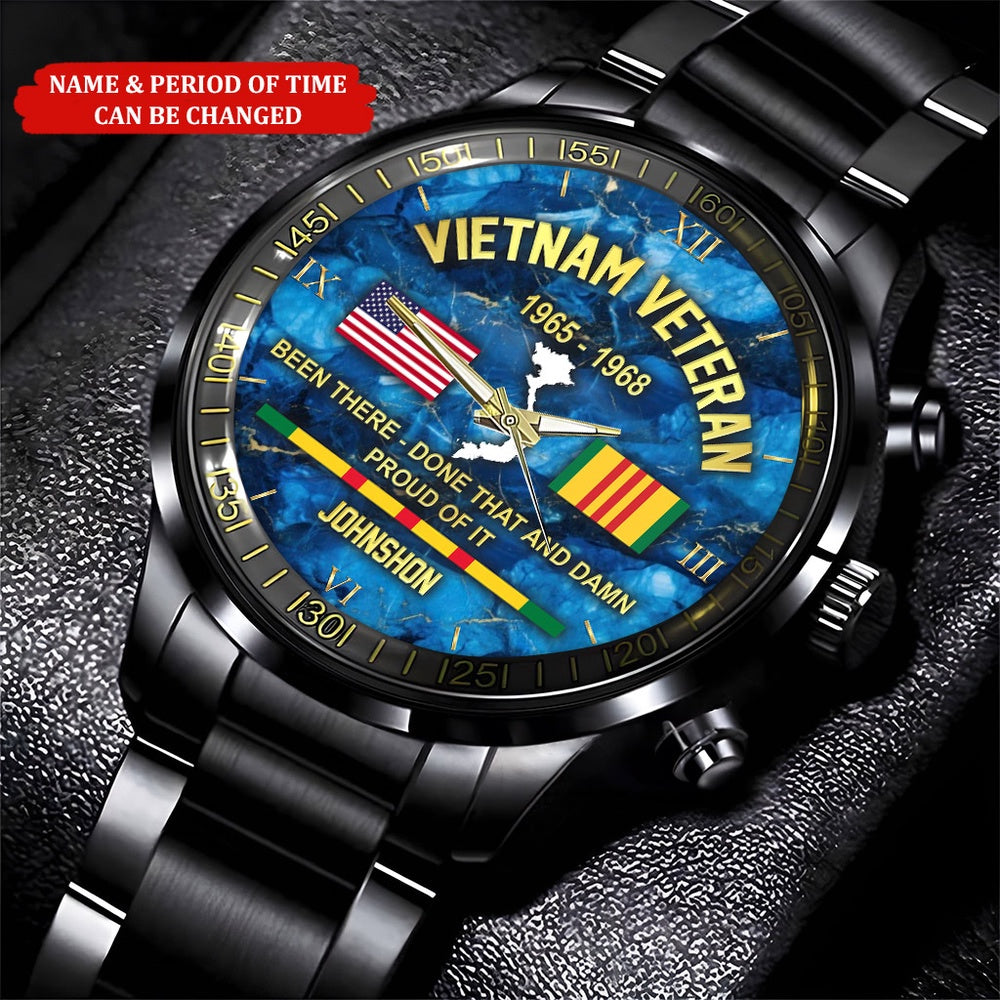 Custom Name Time Us Navy Vietnam Veteran Watch, Military Watch, Military Watches For Men, Fathers Watches
