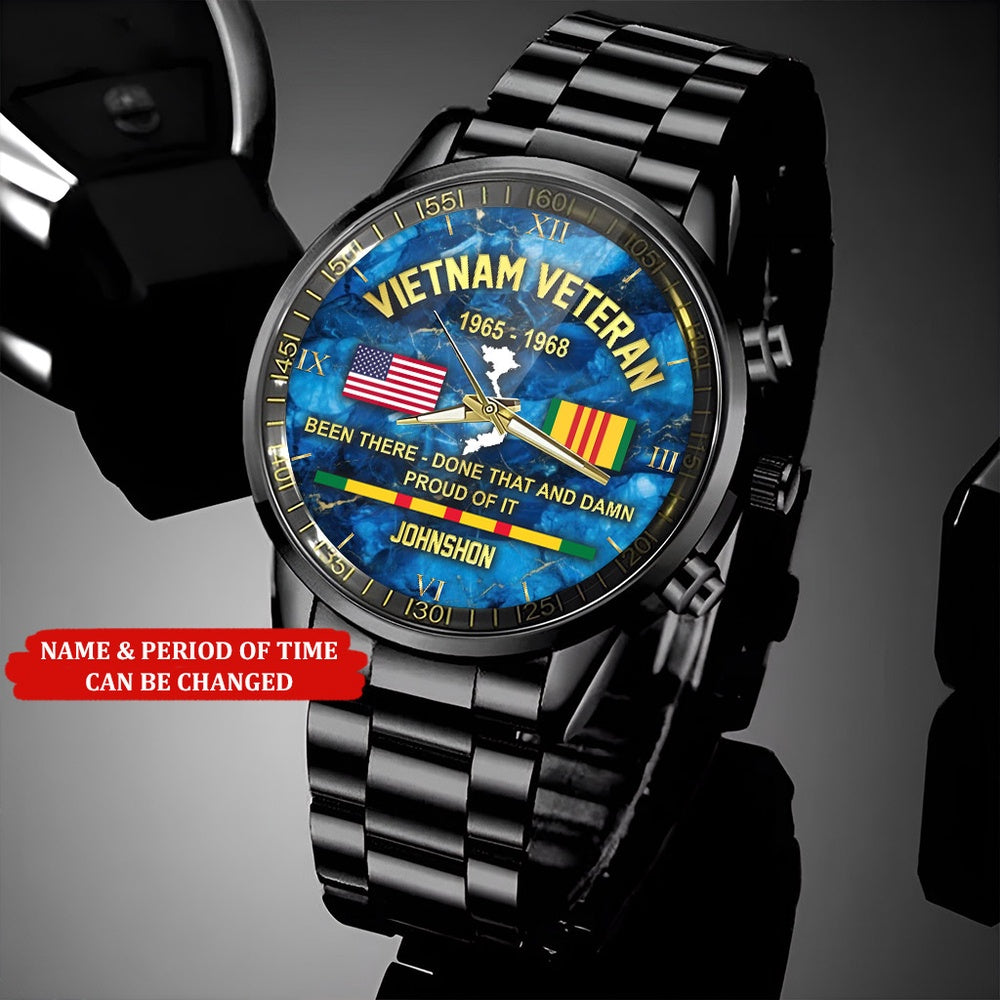 Custom Name Time Us Navy Vietnam Veteran Watch, Military Watch, Military Watches For Men, Fathers Watches