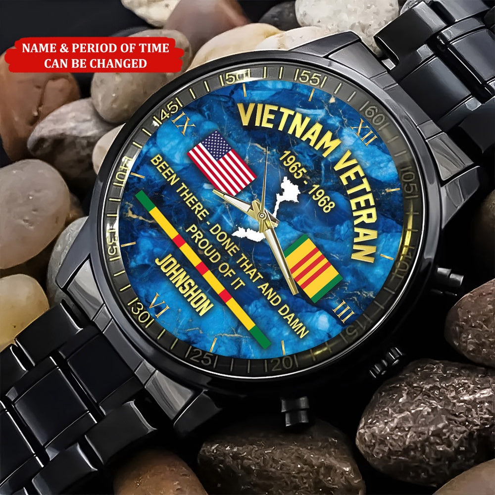 Custom Name Time Us Navy Vietnam Veteran Watch, Military Watch, Military Watches For Men, Fathers Watches