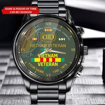 Custom Name Time Vietnam Veteran Business Watch, Military Watch, Military Watches For Men, Fathers Watches