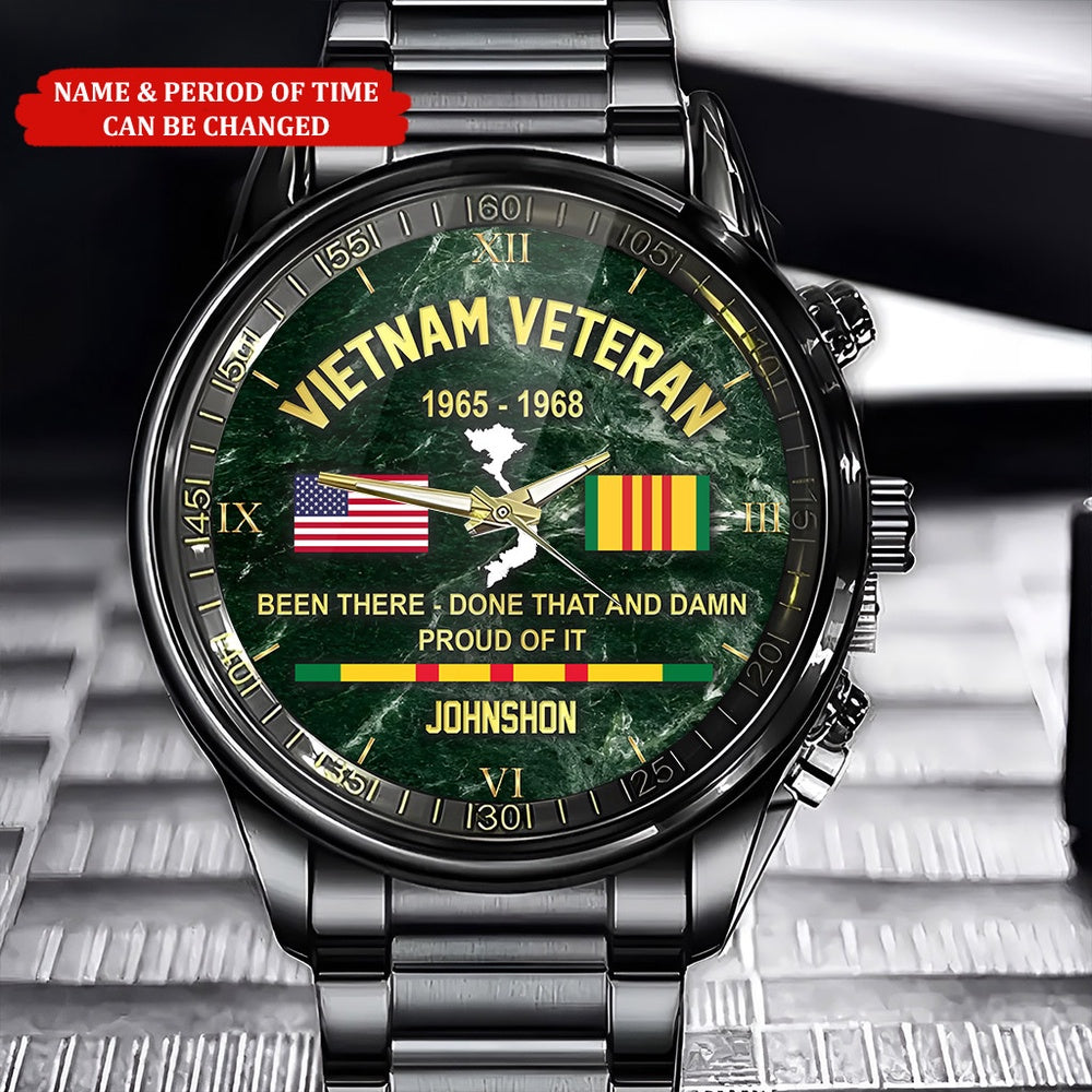 Custom Name Time Watch, Vietnam Veteran Watch, Military Watch, Military Watches For Men, Fathers Watches