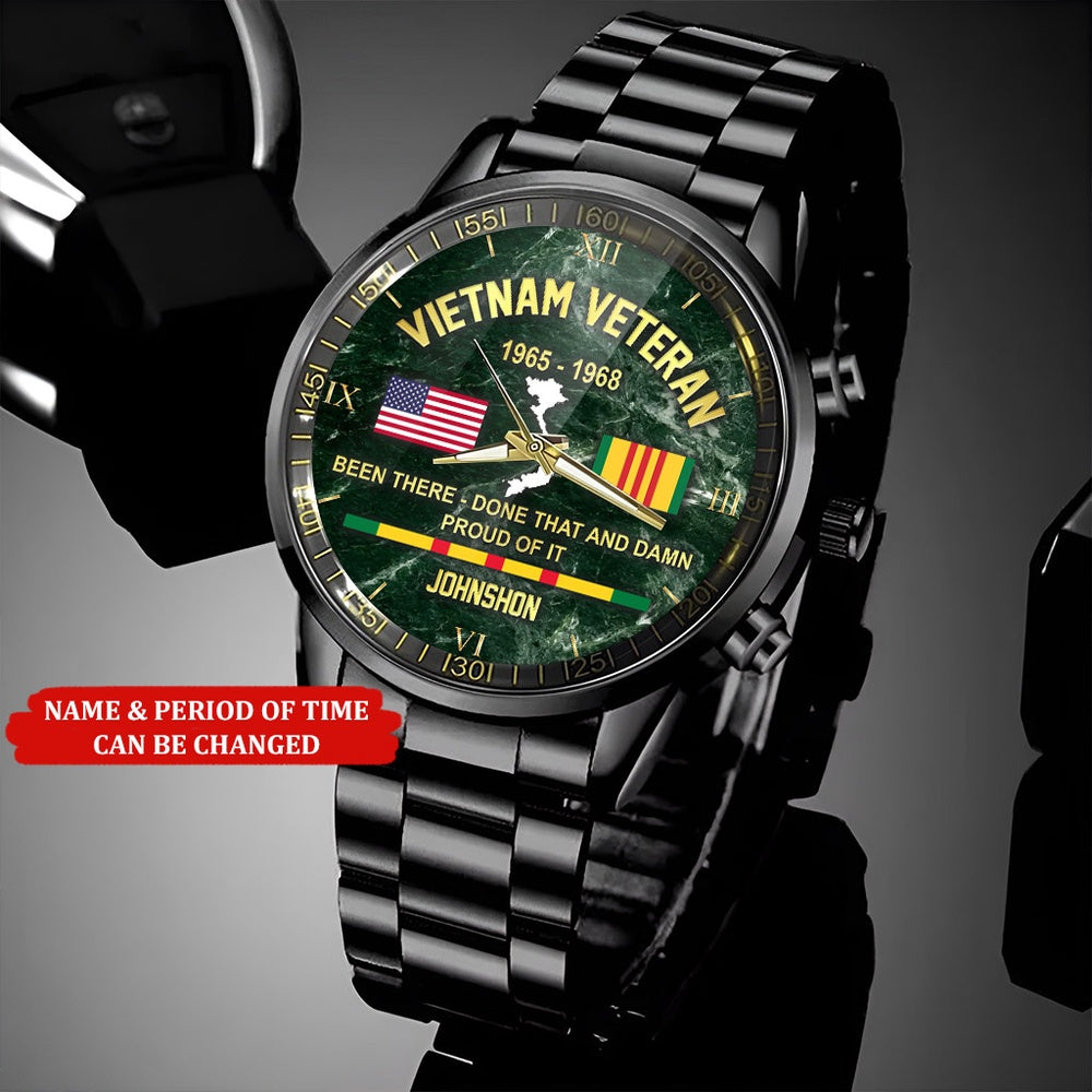 Custom Name Time Watch, Vietnam Veteran Watch, Military Watch, Military Watches For Men, Fathers Watches