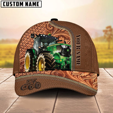 Custom Name Tractor Leather Carving Patterns Cap, Farmer Cap, Vintage Farmer Hat, Mens Farmer Hats, Cap For Farmers