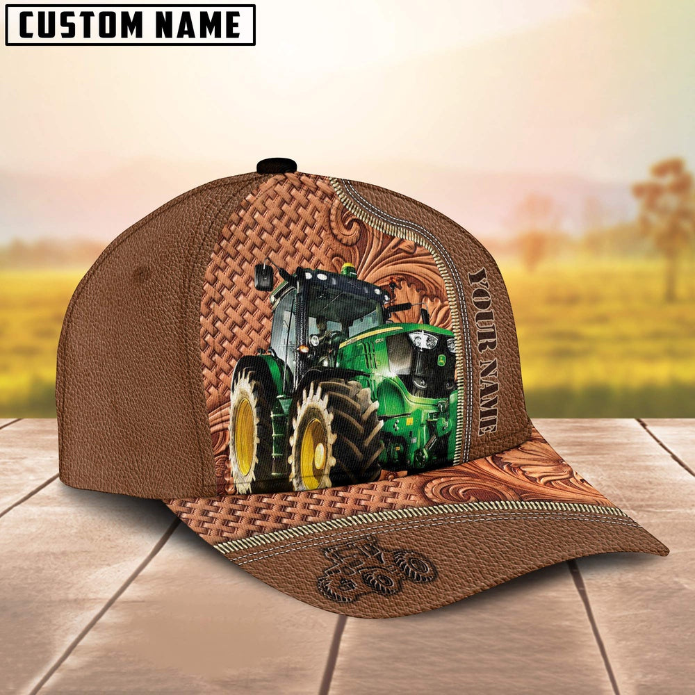 Custom Name Tractor Leather Carving Patterns Cap, Farmer Cap, Vintage Farmer Hat, Mens Farmer Hats, Cap For Farmers
