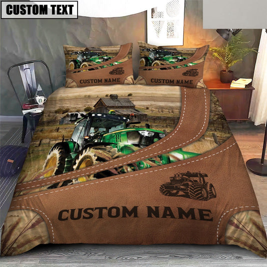 Custom Name Tractor On Farm Bedding Set, Farm Bedding Set, Farmhouse Bedding Set